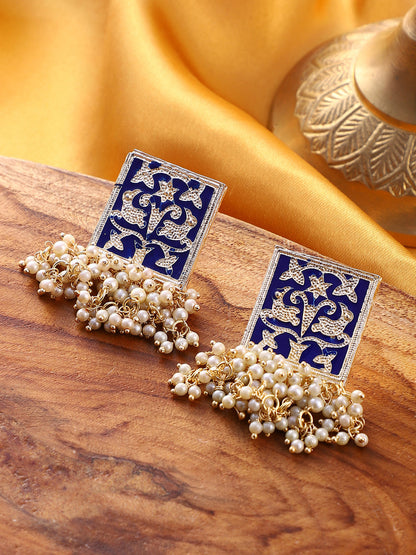 The Niloufar Drop Earrings - Navy Blue-SOHEAR1143