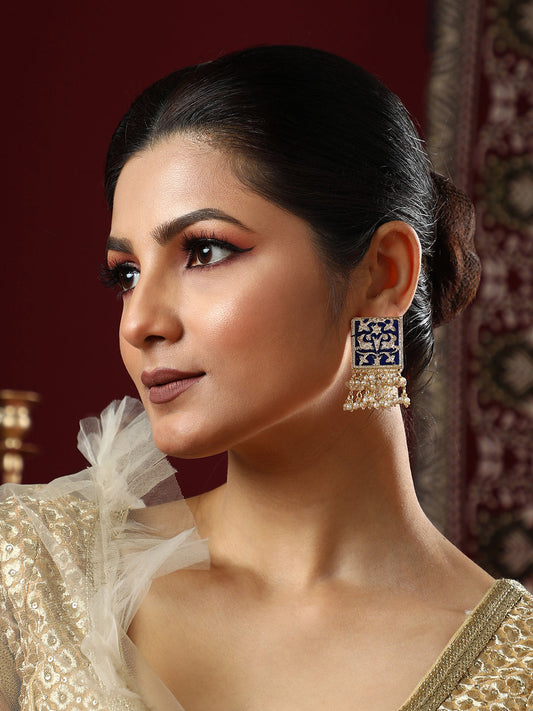 The Niloufar Drop Earrings - Navy Blue-SOHEAR1143