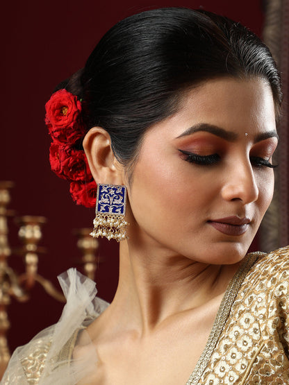The Niloufar Drop Earrings - Navy Blue-SOHEAR1143
