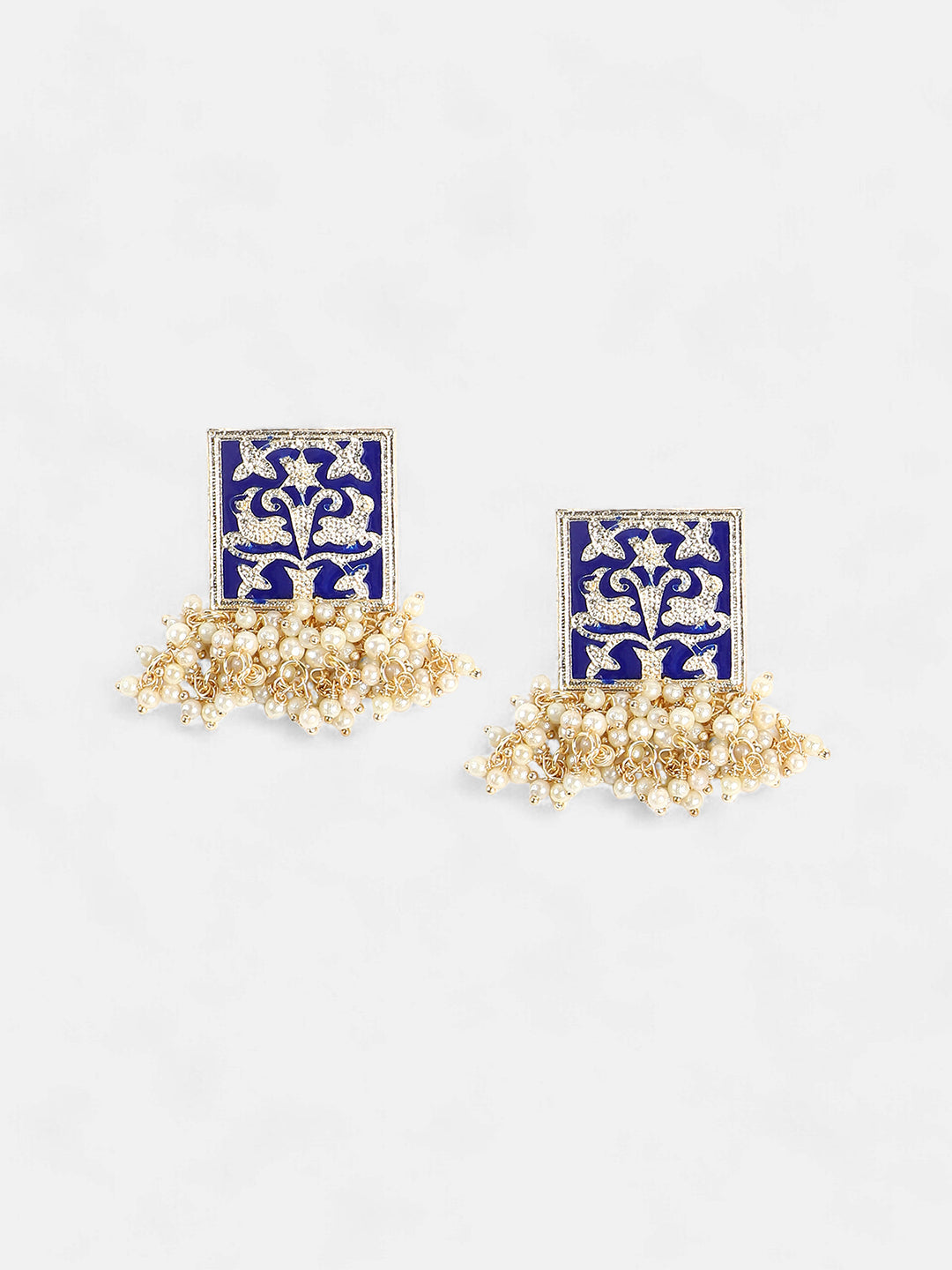 The Niloufar Drop Earrings - Navy Blue-SOHEAR1143