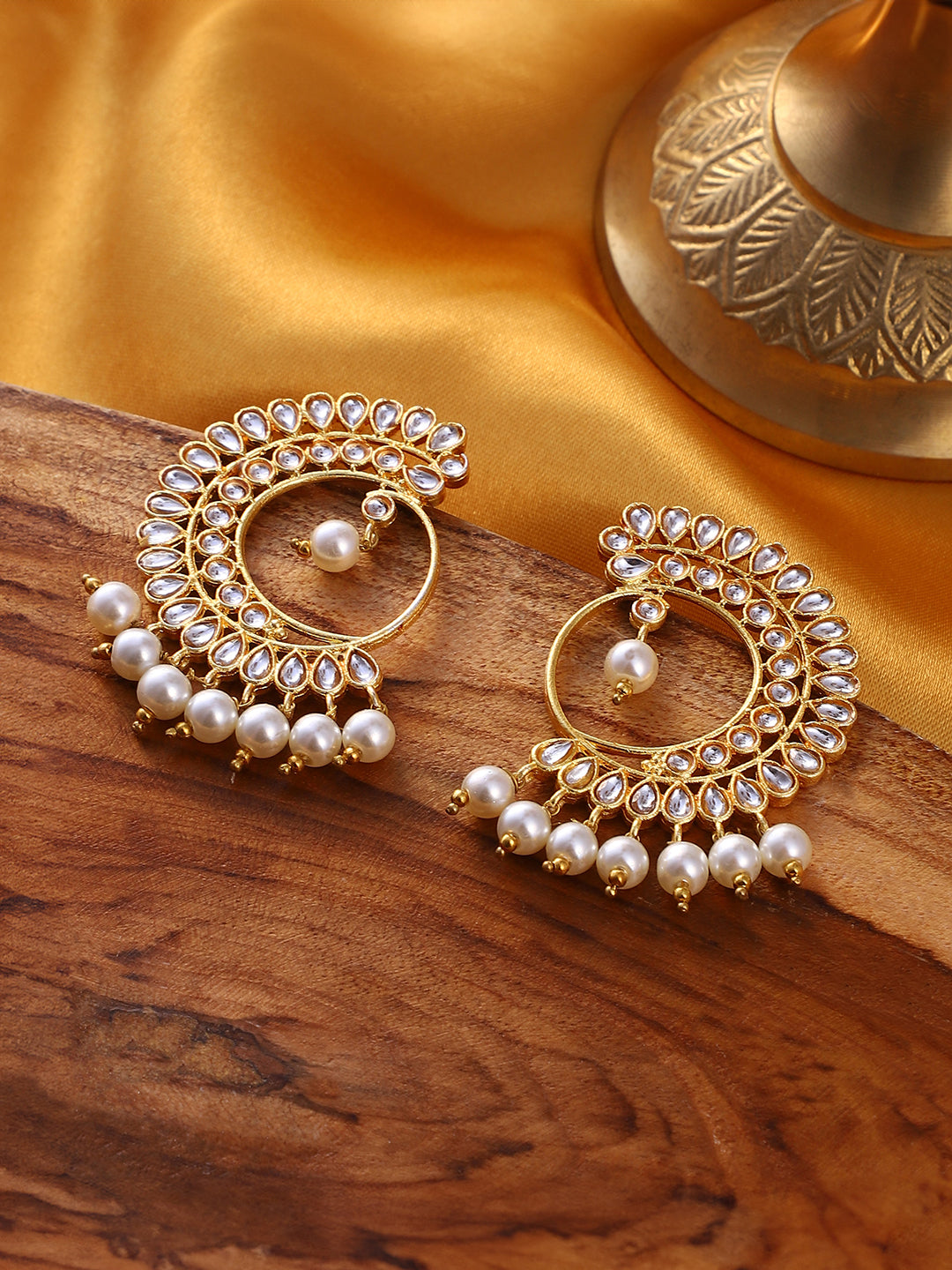 The Tawus Statement Earrings - Antique Gold-SOHEAR1289