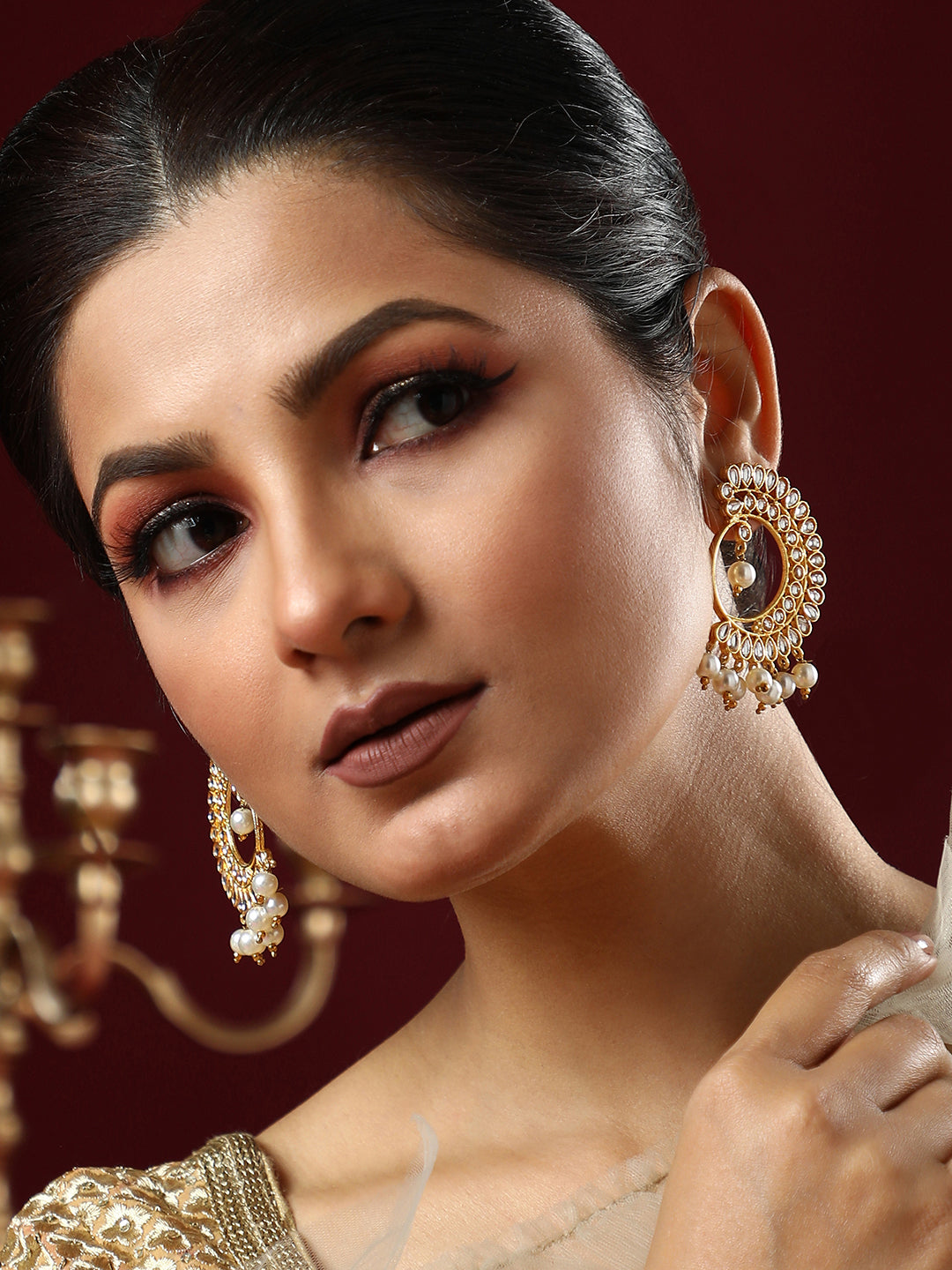 The Tawus Statement Earrings - Antique Gold-SOHEAR1289