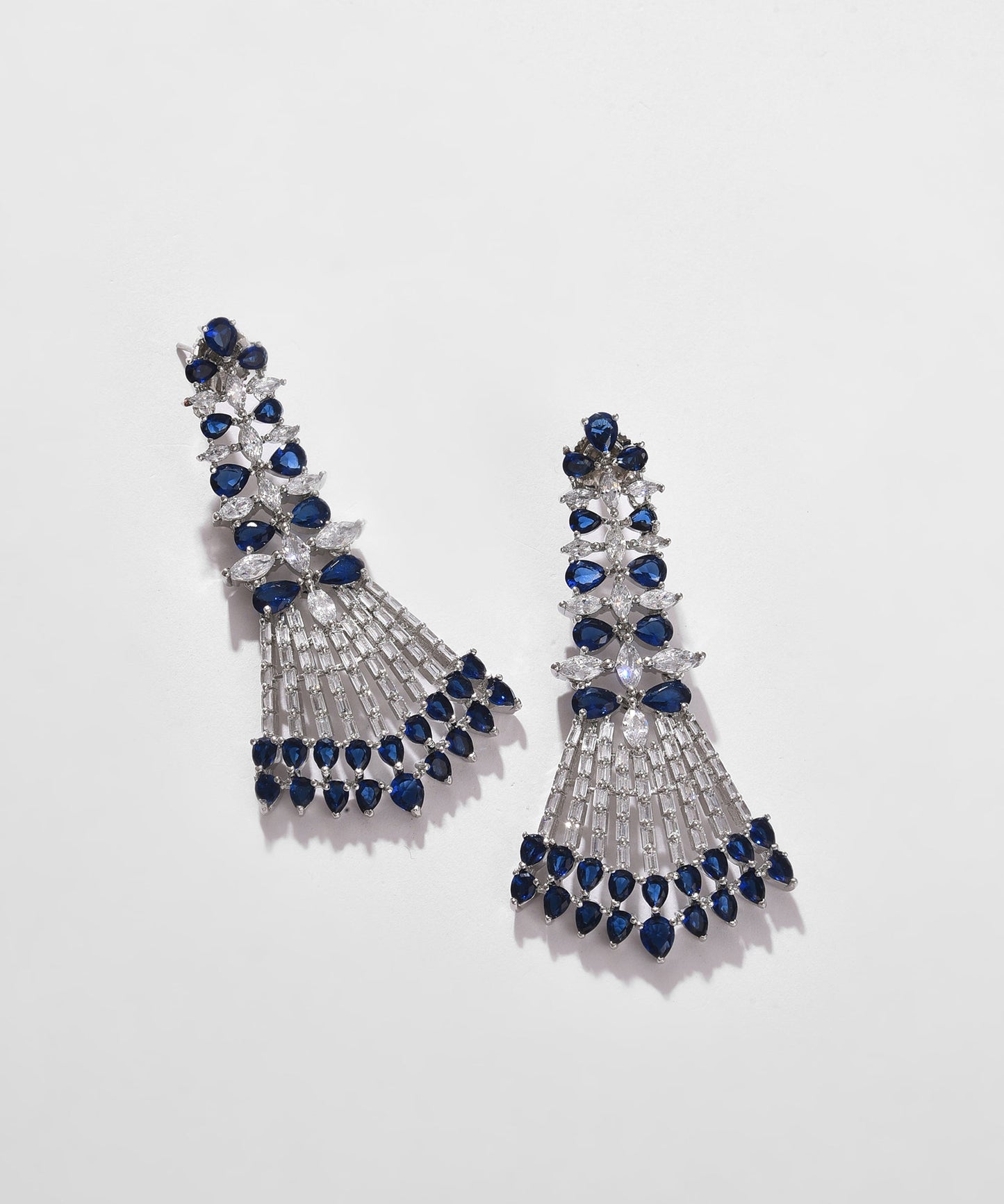 Silver Plated Designer Stone Drop Earring