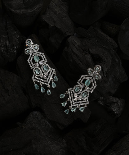 Silver Plated Designer Stone Drop Earring