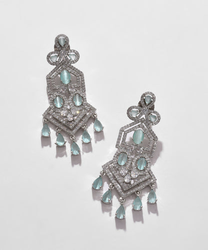 Silver Plated Designer Stone Drop Earring