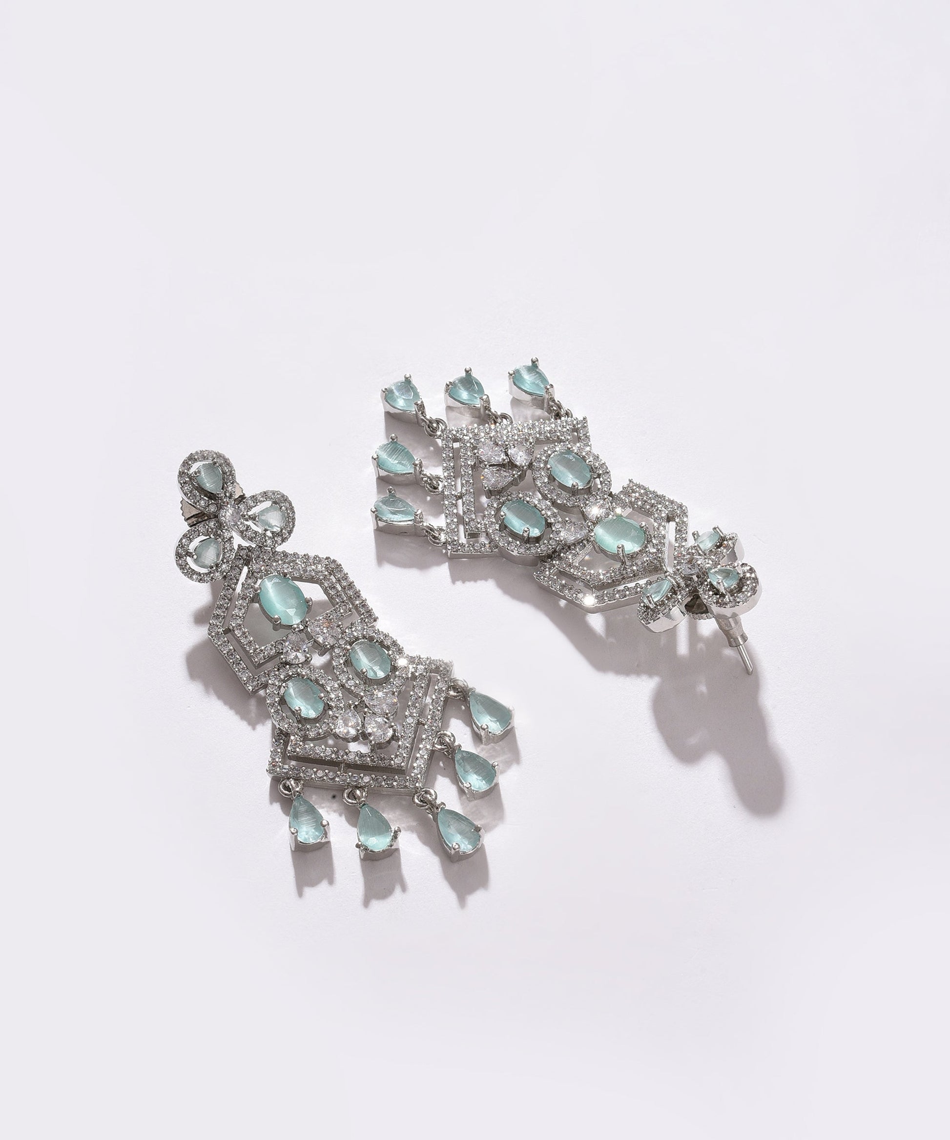 Silver Plated Designer Stone Drop Earring