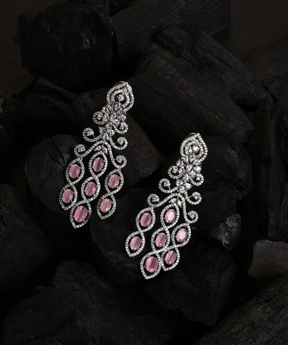 Silver Plated Designer Stone Drop Earring