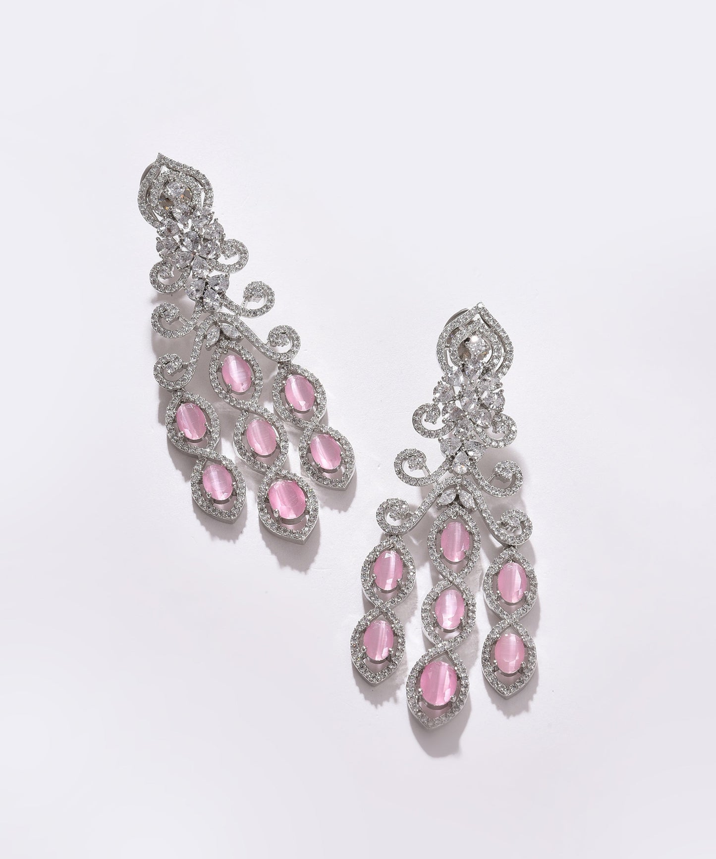 Silver Plated Designer Stone Drop Earring
