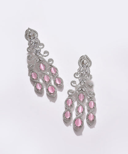 Silver Plated Designer Stone Drop Earring