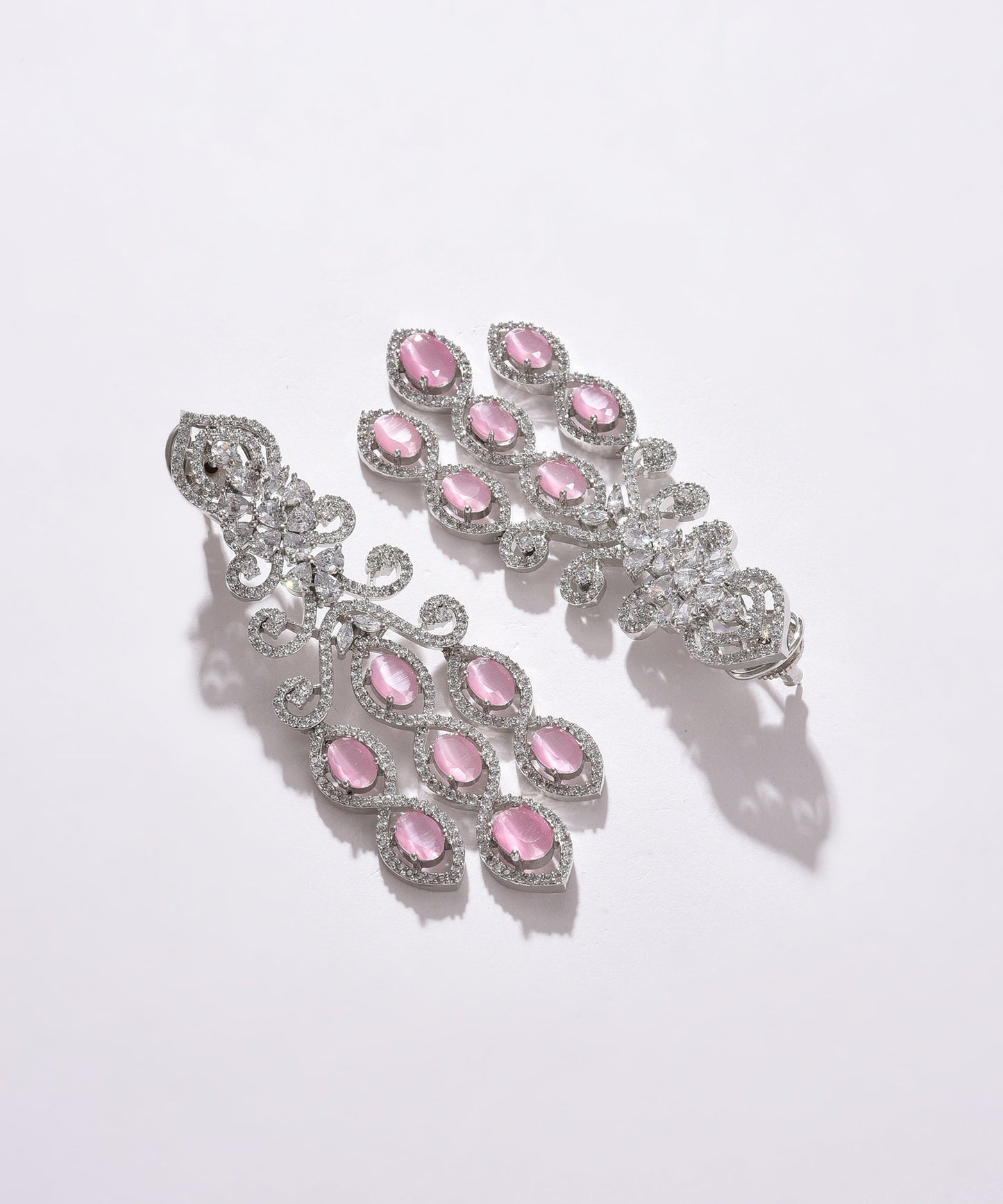 Silver Plated Designer Stone Drop Earring