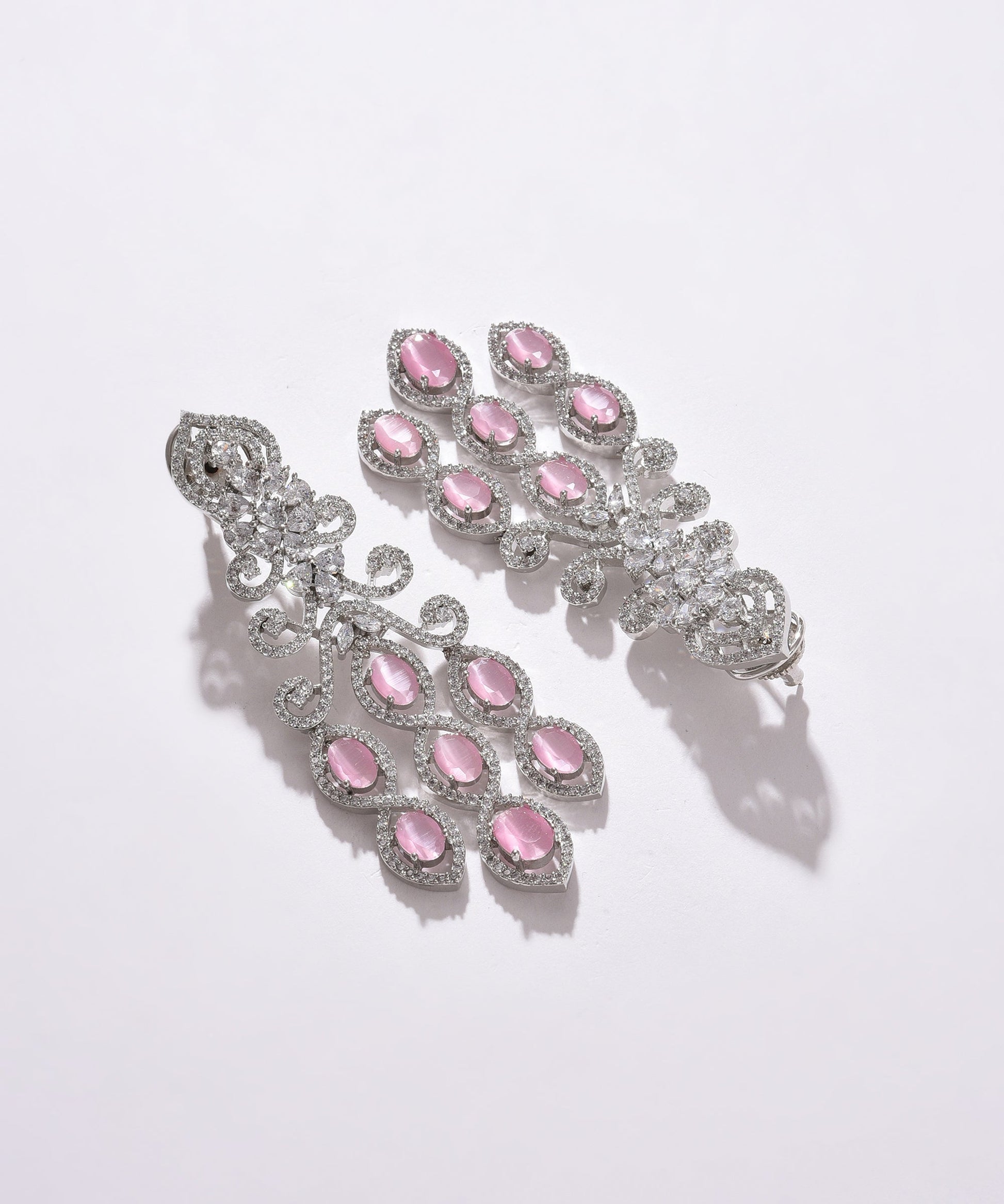 Silver Plated Designer Stone Drop Earring