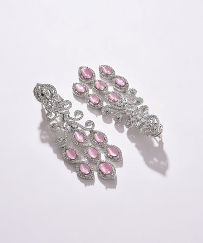 Silver Plated Designer Stone Drop Earring