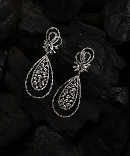 Silver Plated Designer Stone Drop Earring