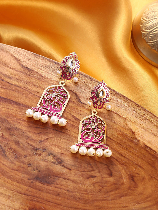 The Nabila Drop Earrings - Magenta Pink-SOHEAR1546