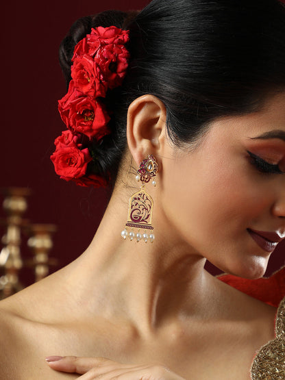 The Nabila Drop Earrings - Magenta Pink-SOHEAR1546