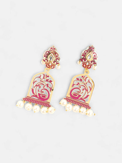 The Nabila Drop Earrings - Magenta Pink-SOHEAR1546