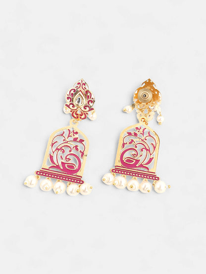 The Nabila Drop Earrings - Magenta Pink-SOHEAR1546