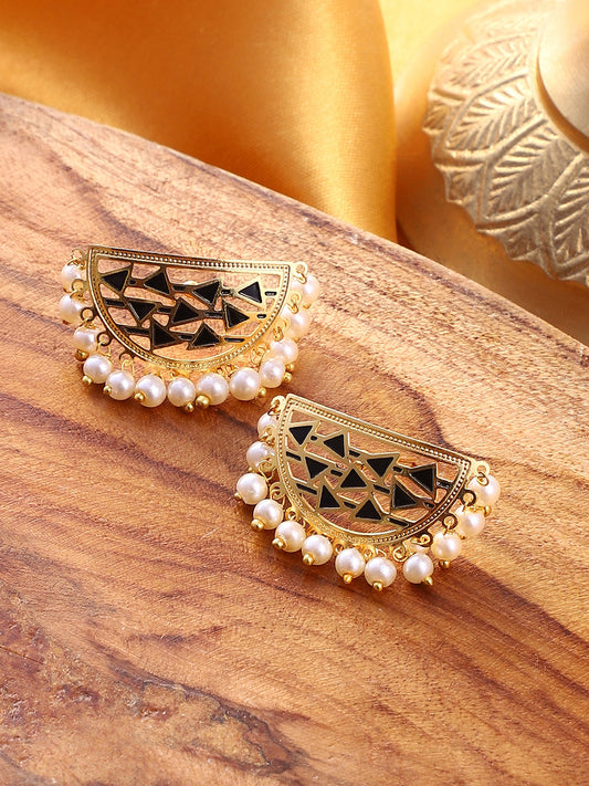 The Hafsa Stud Earrings - Navy Blue-SOHEAR1549