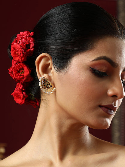 The Hafsa Stud Earrings - Navy Blue-SOHEAR1549