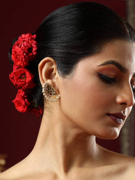 The Hafsa Stud Earrings - Navy Blue-SOHEAR1549