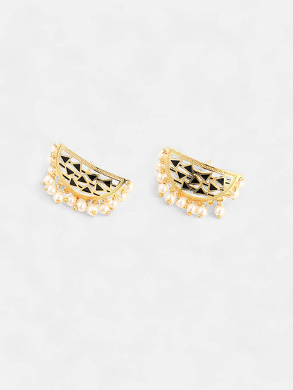 The Hafsa Stud Earrings - Navy Blue-SOHEAR1549