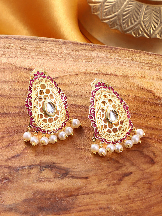 The Zayna Drop Earrings - Magenta Pink-SOHEAR1550