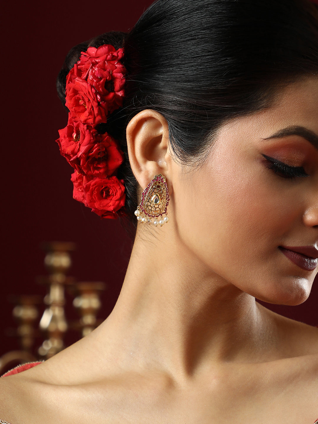 The Zayna Drop Earrings - Magenta Pink-SOHEAR1550