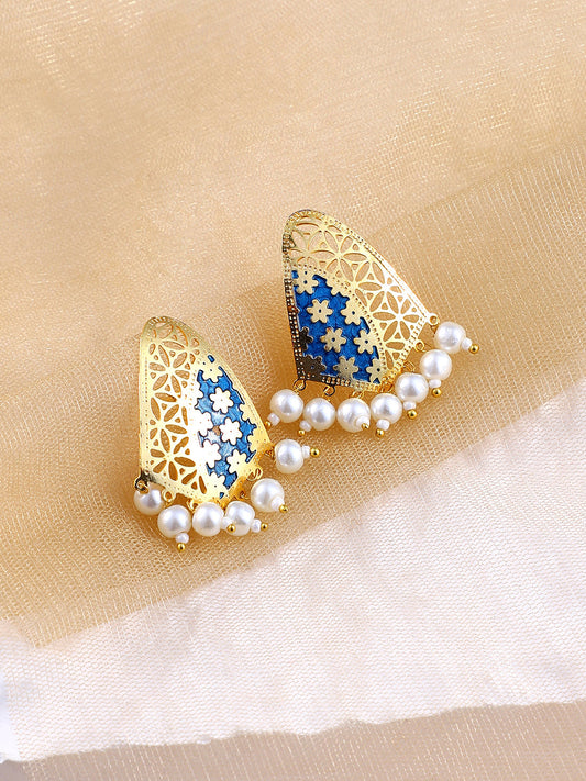 The Farah Drop Earrings - Navy Blue-SOHEAR1551