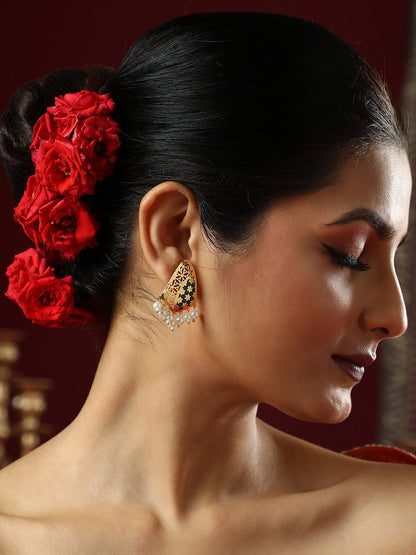 The Farah Drop Earrings - Navy Blue-SOHEAR1551