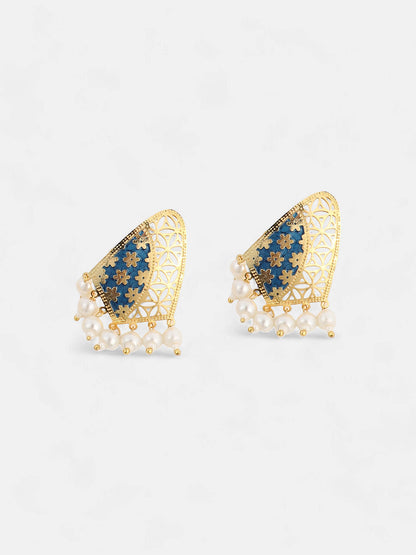 The Farah Drop Earrings - Navy Blue-SOHEAR1551