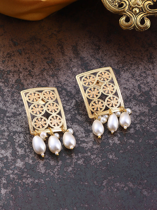 The Nadira Drop Earrings - Antique Gold-SOHEAR1552