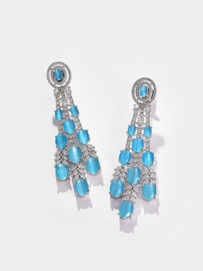 Silver Plated Designer Stone Drop Earring