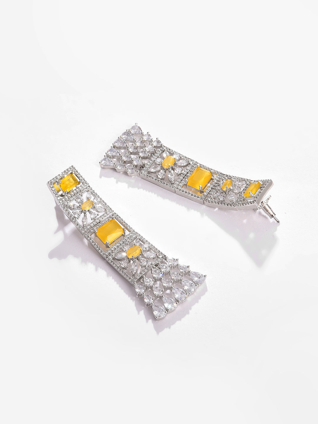 Silver Plated Designer Stone Drop Earring