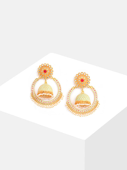 Gold Plated Designer Stone Jhumka