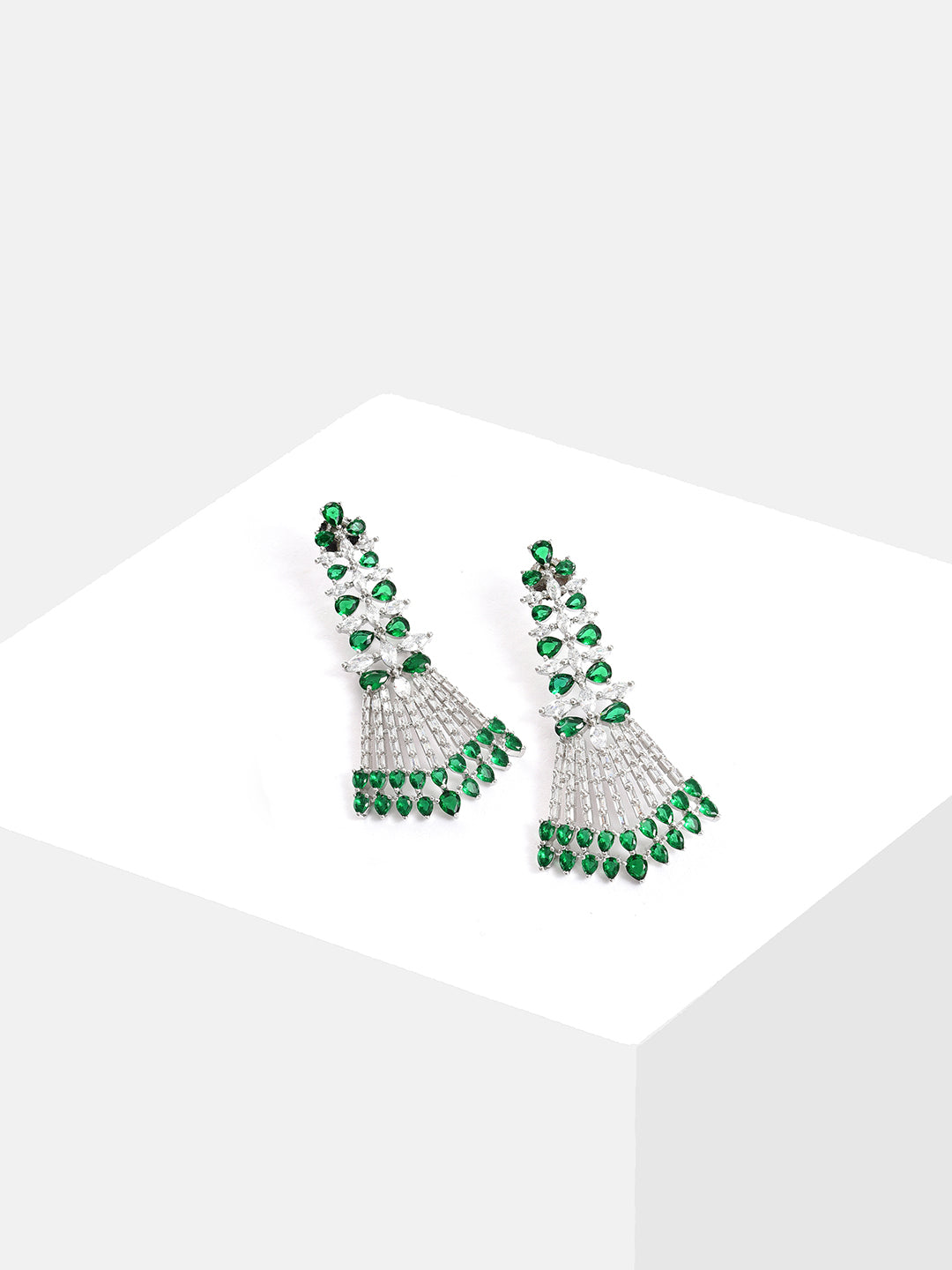 Silver Plated Designer Stone Drop Earring