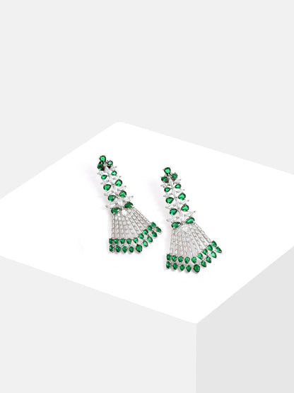 Silver Plated Designer Stone Drop Earring
