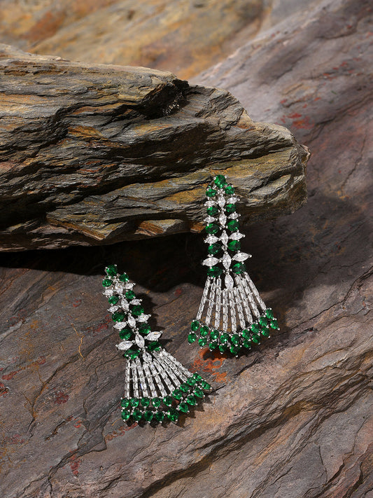 Silver Plated Designer Stone Drop Earring
