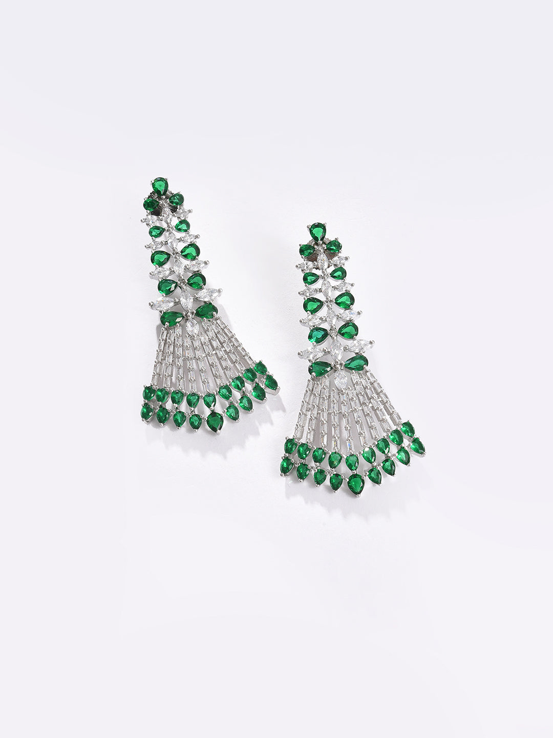 Silver Plated Designer Stone Drop Earring