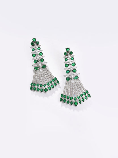 Silver Plated Designer Stone Drop Earring