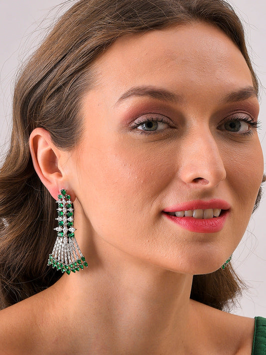 Silver Plated Designer Stone Drop Earring