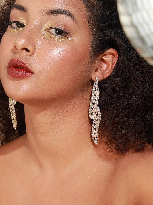 Gold Plated Designer Stone Party Drop Earring