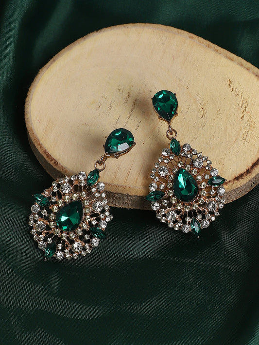 Gold Plated Designer Stone Party Drop Earring