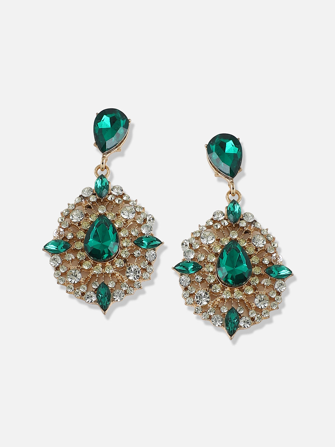 Gold Plated Designer Stone Party Drop Earring