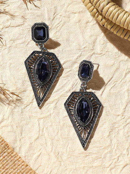 Silver Plated Designer Stone Party Drop Earring