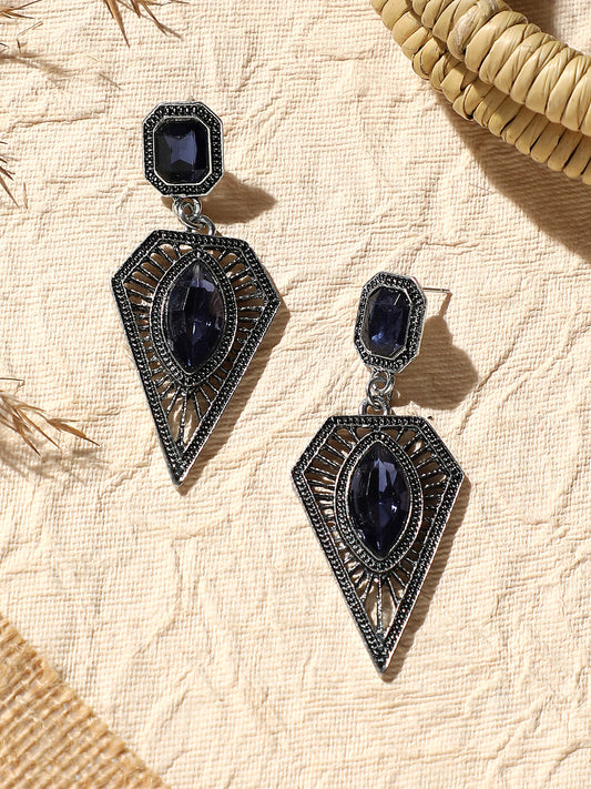Silver Plated Designer Stone Party Drop Earring