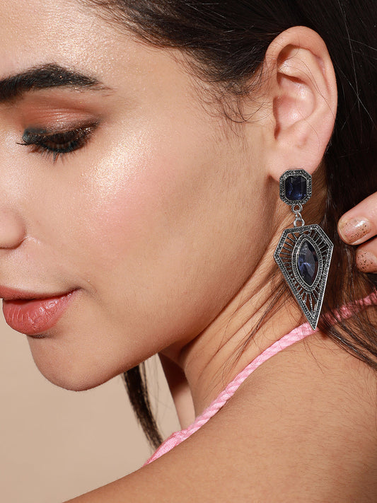 Silver Plated Designer Stone Party Drop Earring