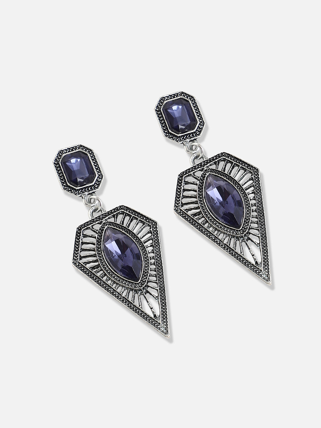 Silver Plated Designer Stone Party Drop Earring