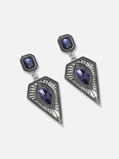 Silver Plated Designer Stone Party Drop Earring