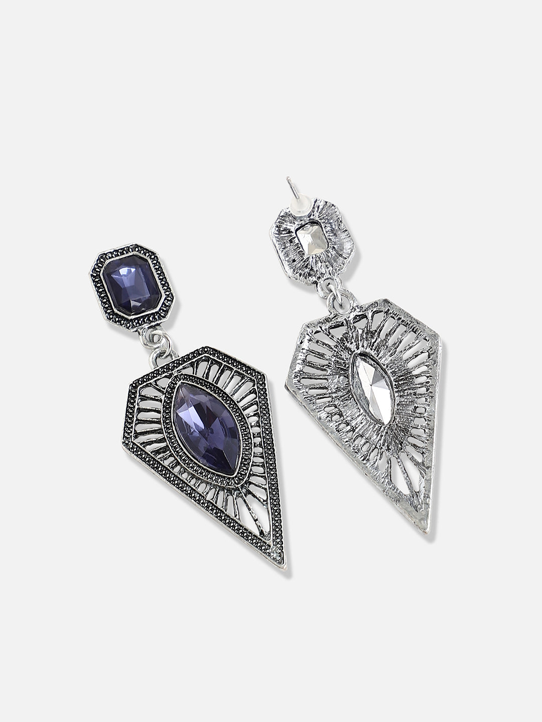 Silver Plated Designer Stone Party Drop Earring