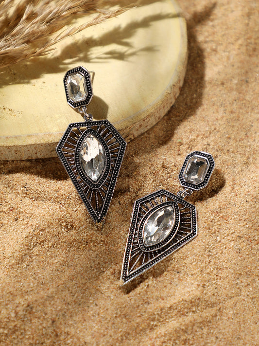 Silver Plated Designer Stone Party Drop Earring